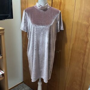 Madewell Velvet Mock Neck Mini Dress in Dusty Rose